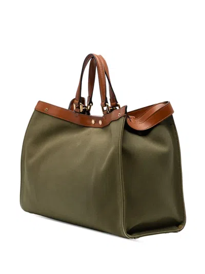 Pre-owned Fendi 2010-2025 Zucca Embroidered Canvas Peekaboo X Tote Satchel In Green