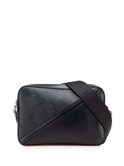Pre-owned Fendi 2010-2025 Zucca Shadow Calfskin Diagonal Camera Bag Crossbody Bag