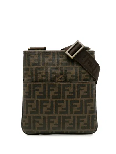 Pre-owned Fendi 2010-2025 Zucca Spalmati Crossbody Bag In Brown