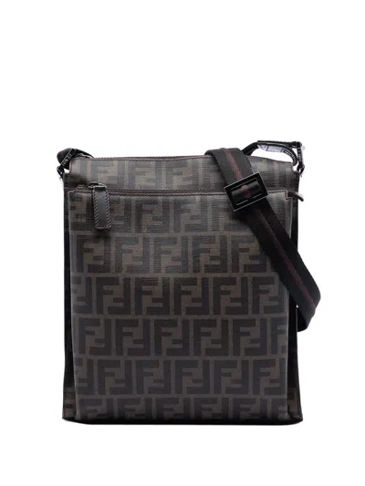 Pre-owned Fendi 2010-2025 Zucca Spalmati Crossbody Bag In Brown