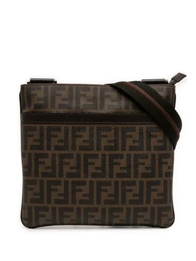 Pre-owned Fendi 2010-2025 Zucca Spalmati Crossbody Bag In Brown