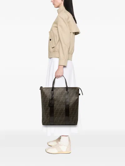 Pre-owned Fendi 2010-2025 Zucca Spalmati Tote Bag In Brown