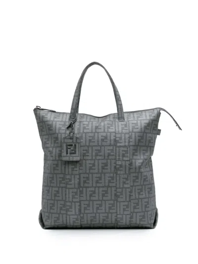 Pre-owned Fendi 2010-2025 Zucca Spalmati Tote Bag In Gray