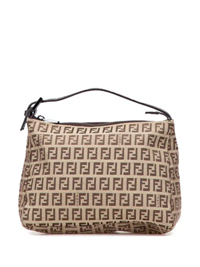 Pre-owned Fendi 2010-2025 Zucchino Canvas Handbag In Brown