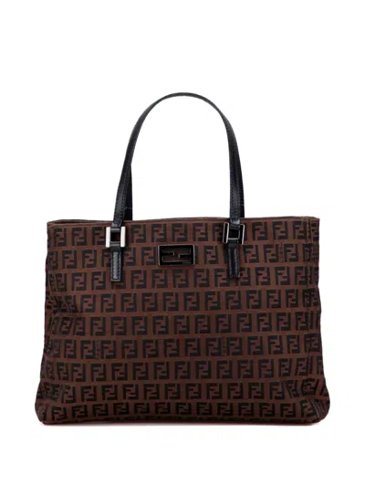 Pre-owned Fendi 2010-2025 Zucchino Canvas Tote Bag In Brown