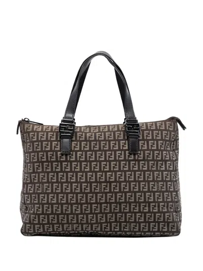 Pre-owned Fendi 2010-2025 Zucchino Canvas Tote Bag In Brown