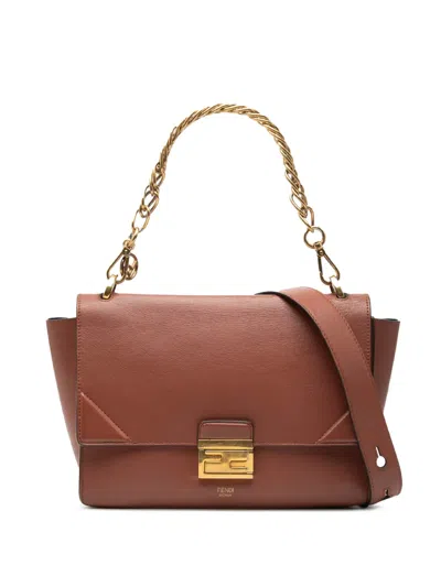 Pre-owned Fendi 2010-2026 Calfskin Kan U Satchel In Brown