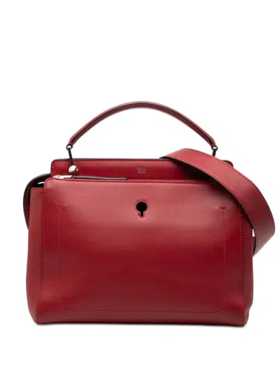 Pre-owned Fendi 2010-2026 Medium Leather Dotcom Satchel In Red