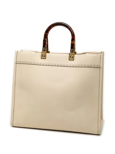 Pre-owned Fendi 2010-2026 Medium Leather Sunshine Shopper Tote Satchel In Brown