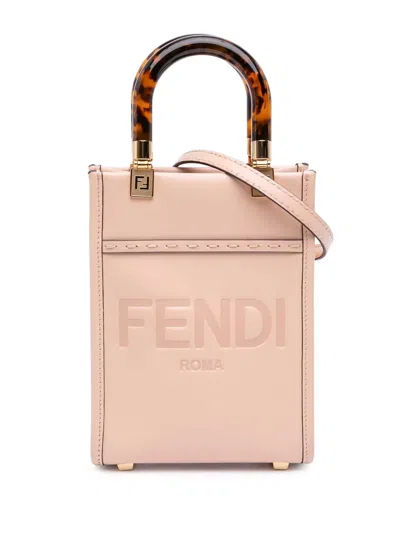 Pre-owned Fendi 2010-2026 Mini Leather Sunshine Shopper Tote Satchel In Pink
