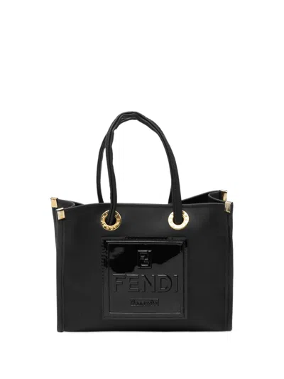 Pre-owned Fendi 2010-2026 Mini Rubber Ff Logo Shopper Tote Handbag