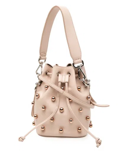 Pre-owned Fendi 2010-2026 Mini Studded Calfskin Mon Tresor Bucket Bag Satchel In Pink