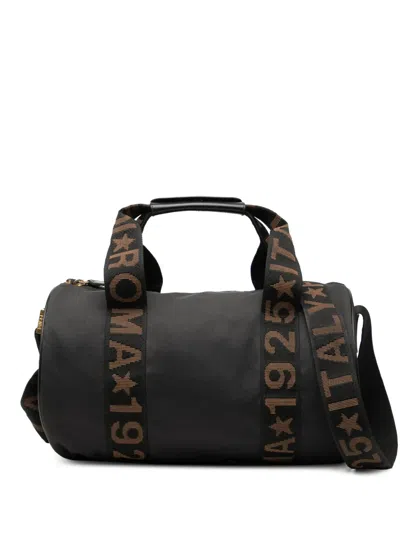 Pre-owned Fendi 2010-2026 Nylon Roma 1925 Duffle Bag Satchel In Brown