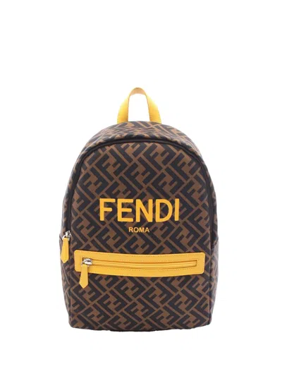 Pre-owned Fendi 2010-2026 Nylon Zucca Backpack In Brown