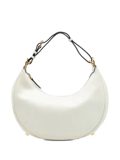 Pre-owned Fendi 2010-2026 Small Leather Graphy Hobo Bag In White