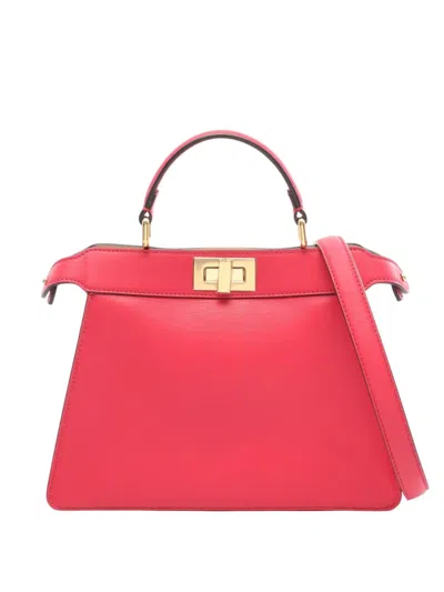 Pre-owned Fendi 2010-2026 Small Leather Peekaboo Iseeu Satchel In Pink