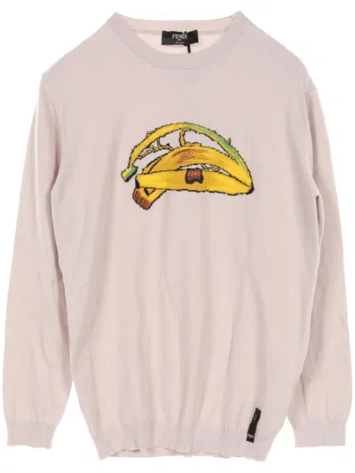 Pre-owned Fendi 2010 Banana-print Jumper In 粉色
