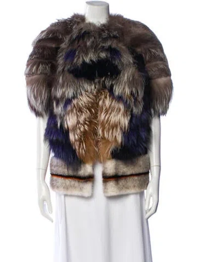 Pre-owned Fendi 2010's Fox Fur Jacket In Blue