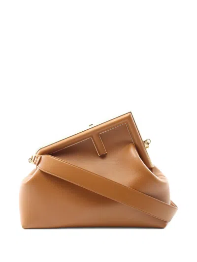 Pre-owned Fendi 2010 Medium First Clutch Bag In Brown