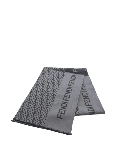 Pre-owned Fendi 2010 Pattern Scarf In Gray
