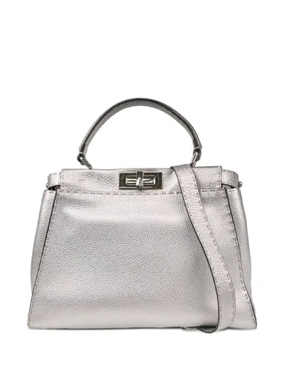 Pre-owned Fendi 2010 Peekaboo 2way Handbag In Silver