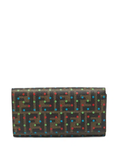 Pre-owned Fendi 2010 Polka-dot-print Wallet In Brown