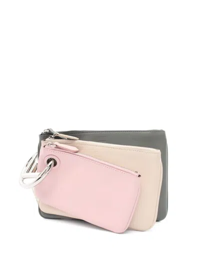 Pre-owned Fendi 2010 Triplette Clutch Bag In Grey