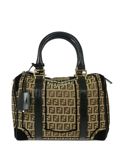 Pre-owned Fendi 2010 Zucchino Handbag In Neutrals