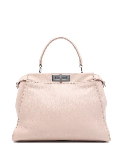 Pre-owned Fendi 2010-2020 Medium Leather Selleria Peekaboo Iconic Satchel In Pink