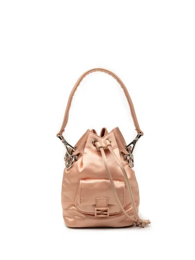 Pre-owned Fendi 2010-2025 Mini Satin Mon Tresor Bucket Bag Satchel In Pink