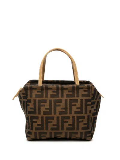 Pre-owned Fendi 2010-2025 Mini Zucca Canvas Handbag In Brown
