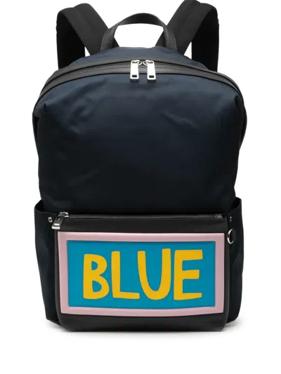 Pre-owned Fendi 2010-2025 Nylon Vocabulary Blue Backpack