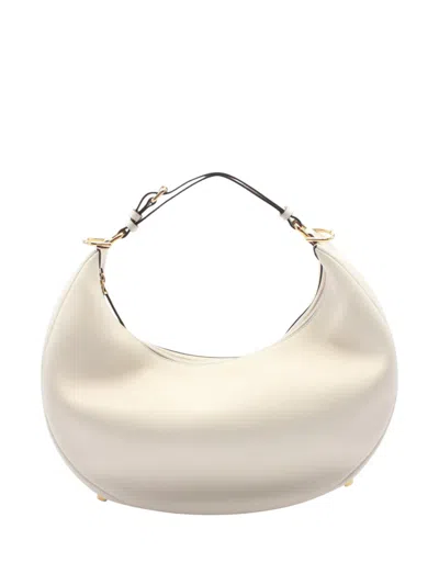 Pre-owned Fendi 2010-2025 Small Leather Graphy Hobo Bag In White