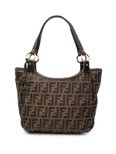 Pre-owned Fendi 2010-2025 Zucca Canvas Chef Tote Bag In Brown