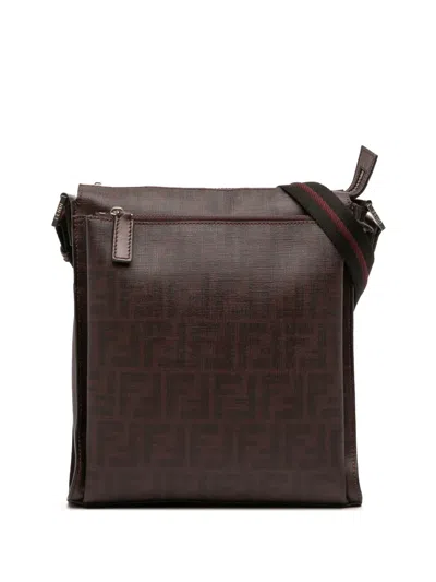 Pre-owned Fendi 2010-2025 Zucca Coated Canvas Crossbody Bag In Brown
