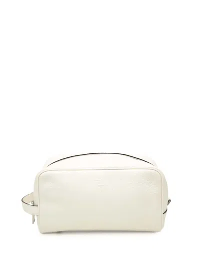 Pre-owned Fendi 2010-2026 Cuoio Romano Travel Toiletry Bag Vanity Bag In White