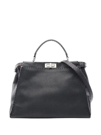 Pre-owned Fendi 2010-2026 Large Selleria Peekaboo Satchel In Black