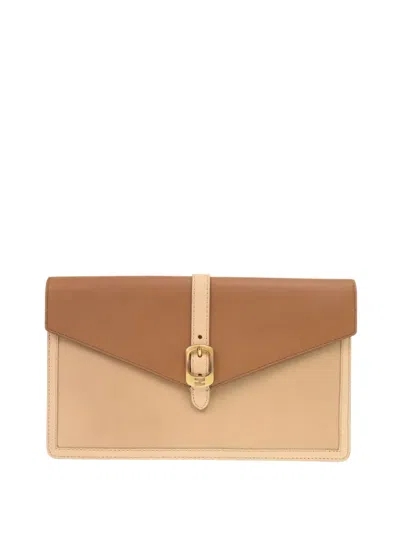 Pre-owned Fendi 2010-2026 Leather Chameleon Bustina Envelope Clutch Bag In Neutrals