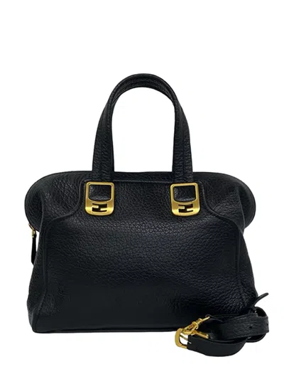 Pre-owned Fendi 2010-2026 Leather Chameleon Satchel In Black