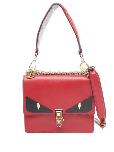 Pre-owned Fendi 2010-2026 Leather Monster Kan I Satchel In Red