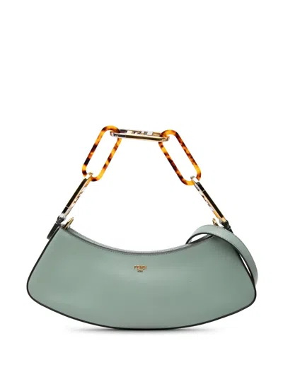 Pre-owned Fendi 2010-2026 Leather O Lock Swing Satchel In Green