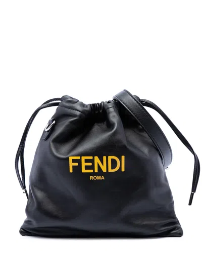 Pre-owned Fendi 2010-2026 Leather Pack Pouch Bag Crossbody Bag In Black
