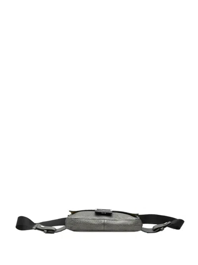Pre-owned Fendi 2010-2026 Leather Selleria Convertible Baguette Satchel In Grey
