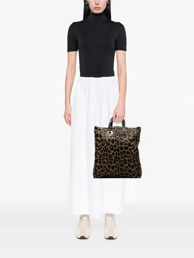 Pre-owned Fendi 2010-2026 Leopard Print Canvas Tote Bag In Brown