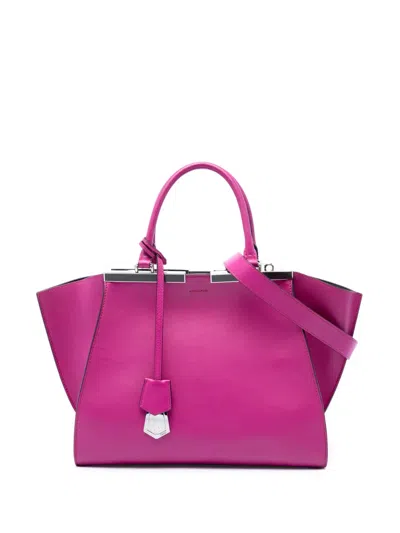 Pre-owned Fendi 2010-2026 Medium Calfskin 3jours Satchel In Purple