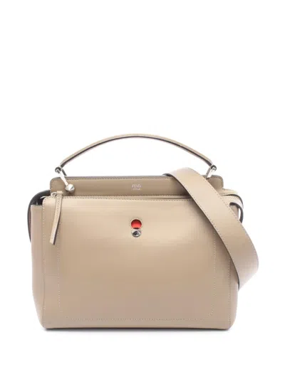 Pre-owned Fendi 2010-2026 Medium Dotcom Satchel In Neutral