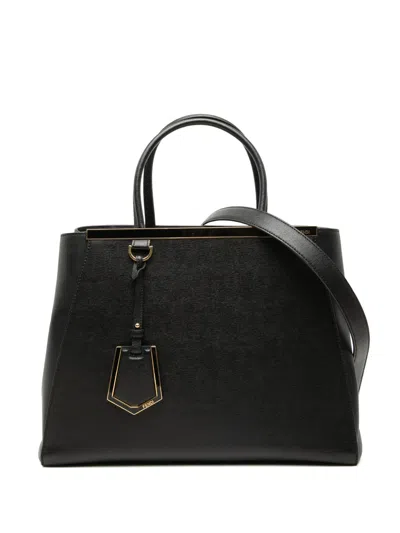 Pre-owned Fendi 2010-2026 Medium Leather 2jours Satchel In Black