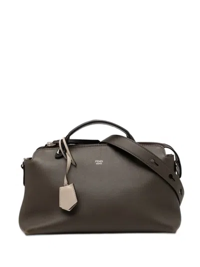 Pre-owned Fendi 2010-2026 Medium Leather By The Way Satchel In Gray