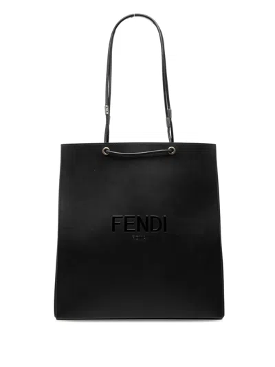 Pre-owned Fendi 2010-2026 Medium Leather Pack Shopping Satchel In Black