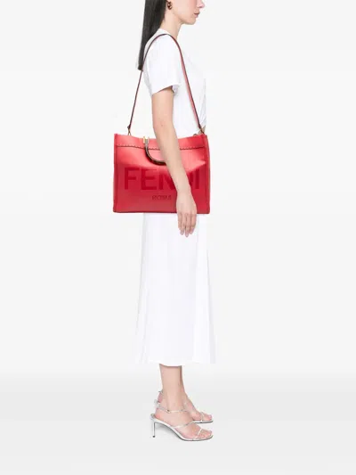 Pre-owned Fendi 2010-2026 Medium Leather Sunshine Shopper Tote Satchel In Pink